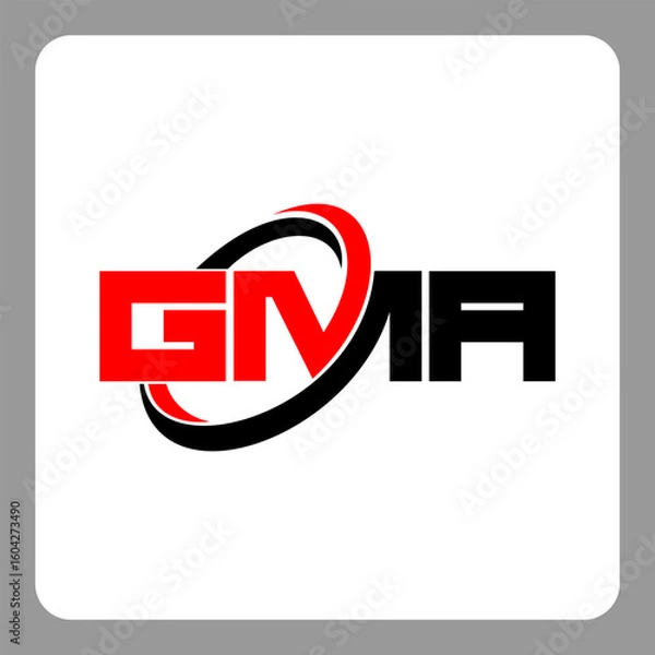 Fototapeta GMA logo. GMA letter. GMA letter logo design. Initials GMA logo linked with circle and uppercase monogram logo. Modern Red and Black Initials Logo for Corporate, GMA typography for technology,