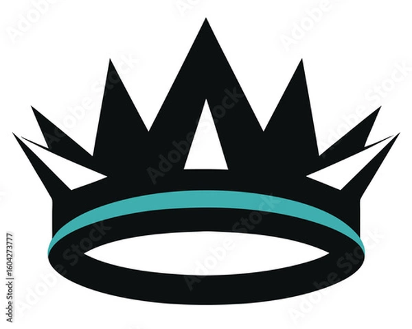 Fototapeta A stylized crown with a teal band isolated on white background Ai Generated