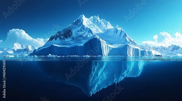 Fototapeta Towering icebergs floating a deep blue polar sea no human no labelling no logo