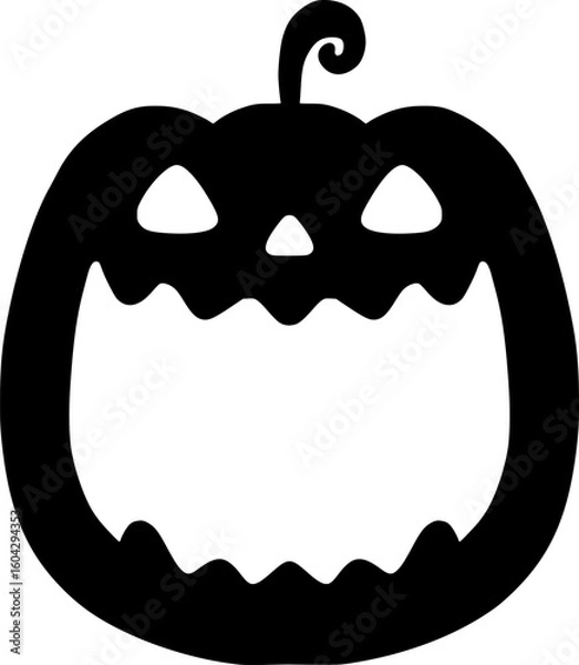 Obraz カボチャの顔フレーム　黒いシルエットのハロウィーンイラスト