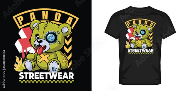 Fototapeta panda streetwear t shirt design