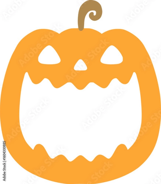 Obraz カボチャの顔フレーム　淡いオレンジのハロウィーンイラスト