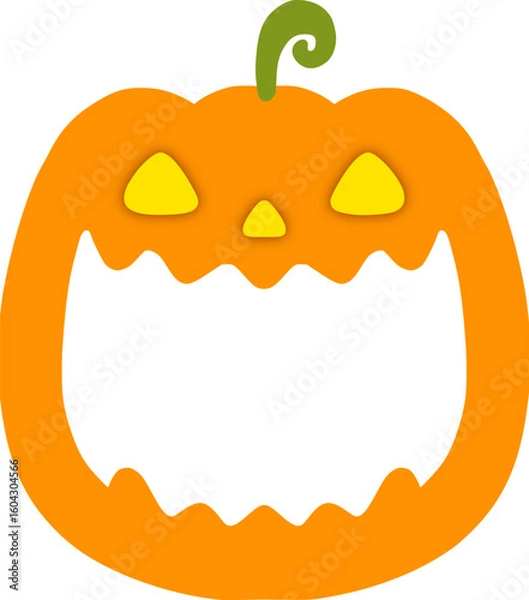 Obraz カボチャの顔フレーム　光る目のジャックオランタンのハロウィーンイラスト