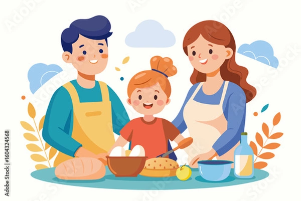 Fototapeta Ideal for educational content, parenting blogs, recipe books, and family-themed advertisements.