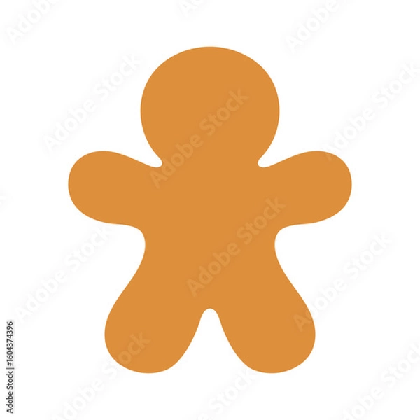 Fototapeta Minimalist gingerbread man silhouette – simple solid design ideal for Christmas crafts, baking projects, festive decorations, and holiday-themed prints.