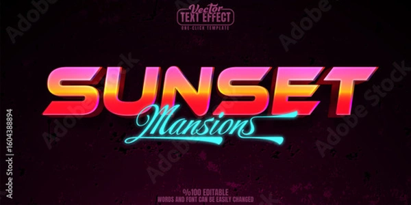 Obraz Retro editable text effect, customizable space and 80s 3d font style