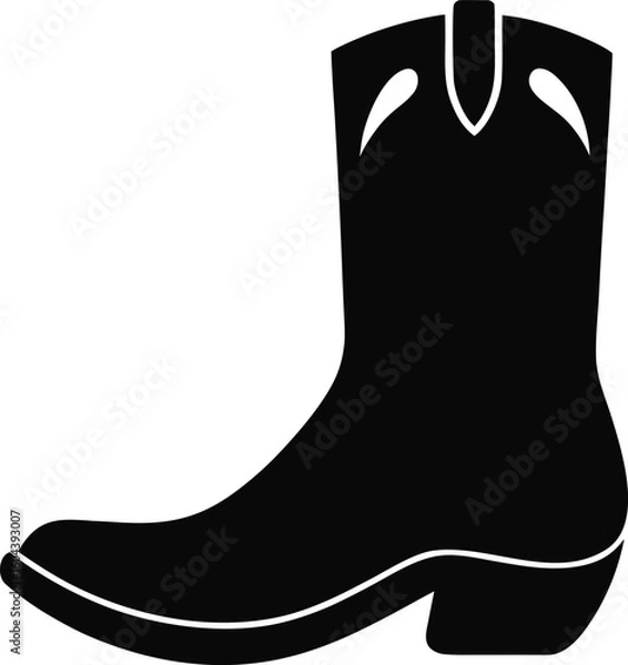 Fototapeta Solid Flat Minimal Cowboy Boot Silhouette