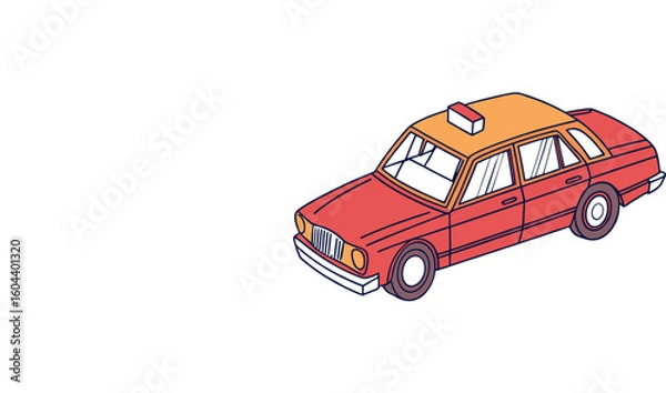 Fototapeta Red classic toy car model isolated on a white background vector illustration EPS file download.
