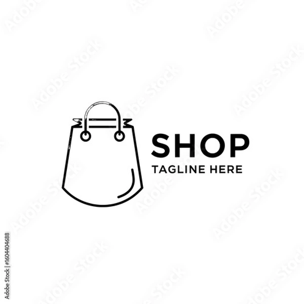Obraz A minimalist shop logo with a shopping bag and the word shop and tagline here