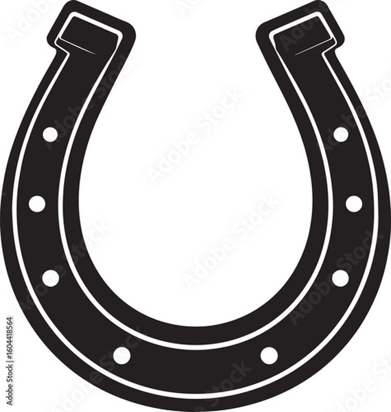 Fototapeta Lucky Horseshoe Black Silhouette Design | Rustic Charm Emblem Illustration Vector Format