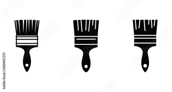Obraz A black paint brush with three stripes set