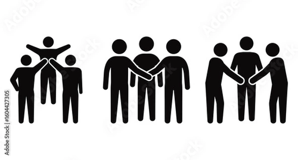 Obraz A group of people shaking hands icon vector set