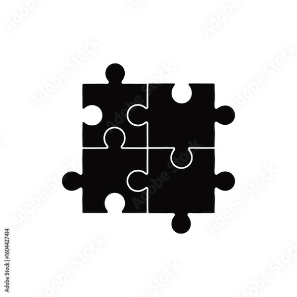 Obraz A black puzzle pieces with white background