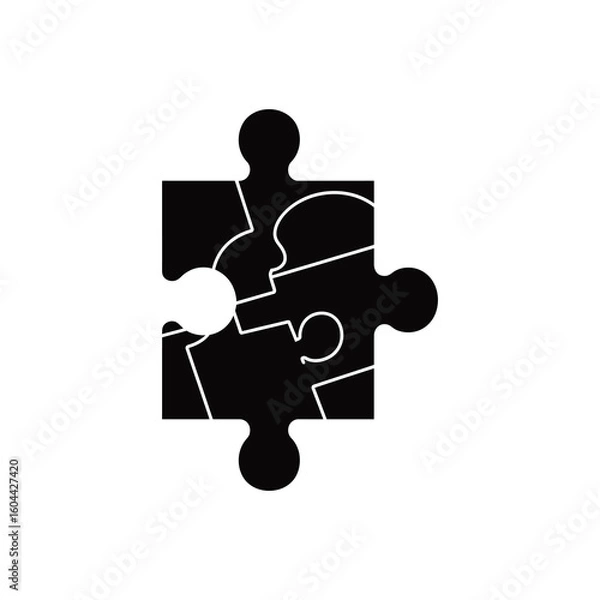 Obraz A black puzzle pieces with white background