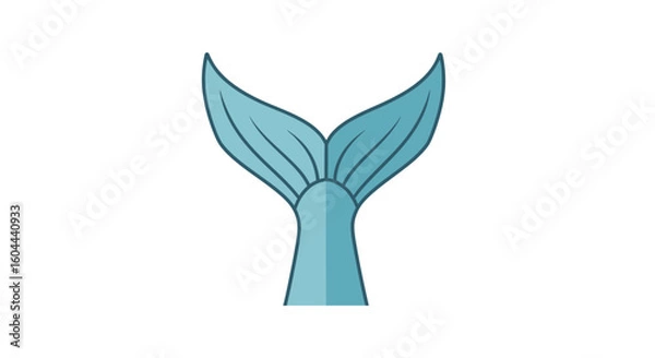 Obraz Stylized mermaid tail illustration in calming teal and blue shades evoking whimsical fantasy aquatic charm