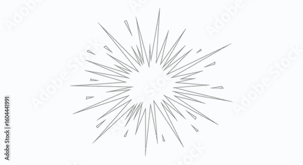 Obraz Monochrome burst with spiky rays emanating from a central void, creating a dynamic visual effect for graphic design applications