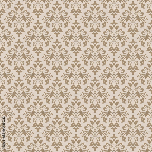 Fototapeta Brown damask seamless pattern vector for wallpaper, this damask pattern vector is ideal for textiles, packaging and elegant damask pattern vector prints