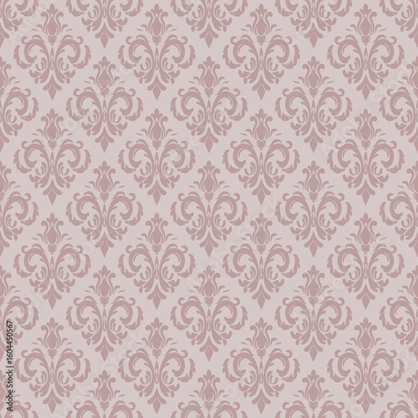 Fototapeta Pink damask seamless pattern vector for wallpaper, this damask pattern vector is ideal for textiles, packaging and elegant damask pattern vector prints