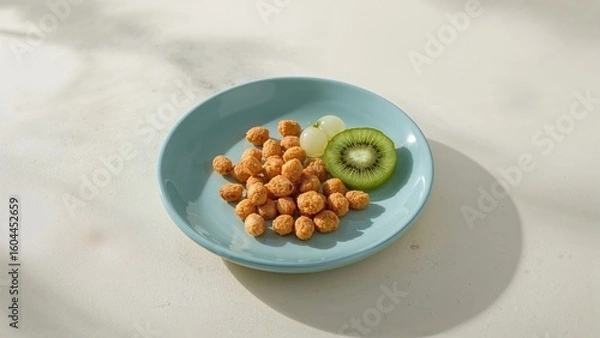 Obraz Small blue dish holding roasted peanuts