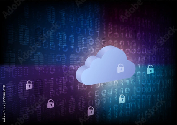 Obraz Security key lock for cloud security on binary code.