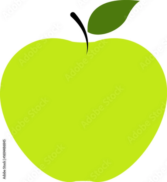 Obraz Green apple isolated on white background. Vector illustration