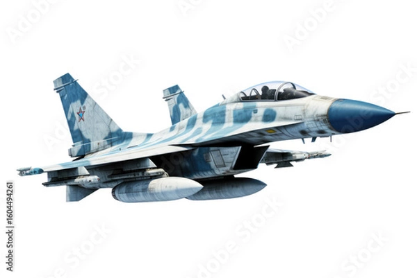 Obraz A Lone Fighter Jet. White or PNG Transparent Background.