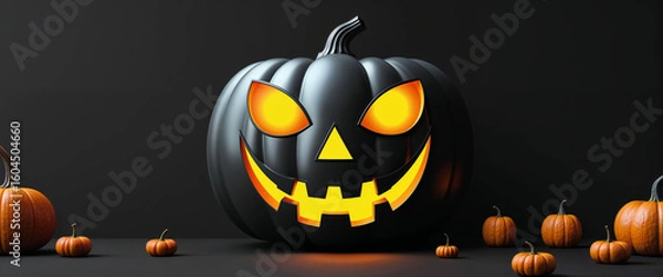 Fototapeta Minimal Jack-o’-Lantern Face in Orange and Black