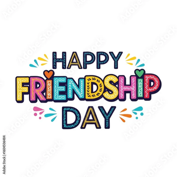 Fototapeta Happy friendship day colorful text isolated on transparent background