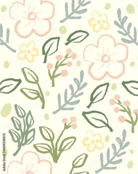 Obraz seamless vector  spring pattern with flowers soft colors