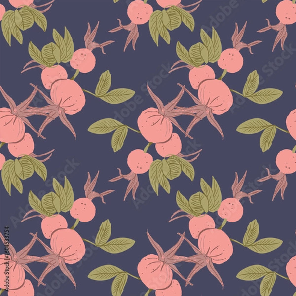 Obraz Whimsical Forest Seamless Vector Pattern with Mushrooms, Leaves and Woodland Animals