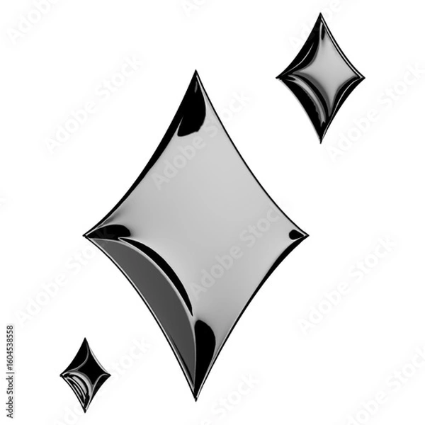 Fototapeta 3D sparkles emoji icon, shiny flashes of three cluster star yellow vector illustration