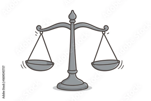Fototapeta Weight scale balance, symbol of justice and law. Metaphor for equality, choice, decision. Weighing pros and cons. Court, legal, judge icon. Libra zodiac sign cartoon vector.