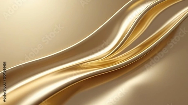 Fototapeta Smooth Metallic Gold Flow with Liquid Curve
