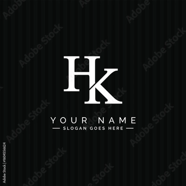 Fototapeta Creative Logo for Initials HK in Monogram Style - Vector Template for Initial Letter H and K