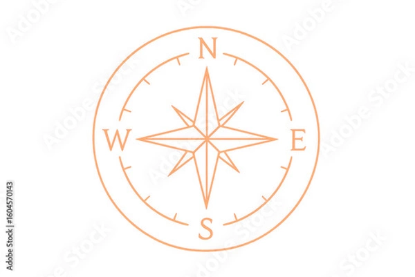Fototapeta Compass rose pointing north, south, east and west with a transparent background, perfect for indicating directions