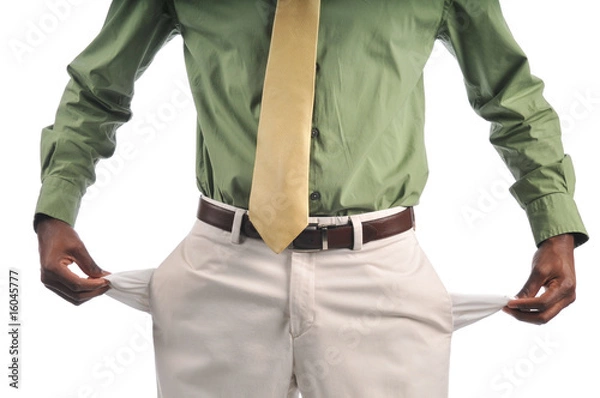 Fototapeta Businessman showing empty pockets