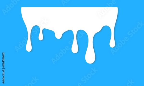 Fototapeta Dripping milk flows down. Dripping liquid. Fluid fluid. Spilling paint. Falling paint. Fluid oil stain. Abstract, liquid drops of ink. Milk products. Vector illustration