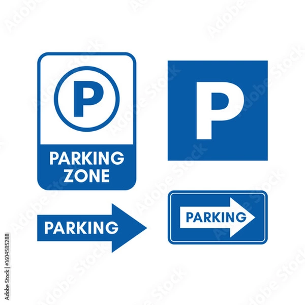 Obraz Flat icon collection for parking zone blue