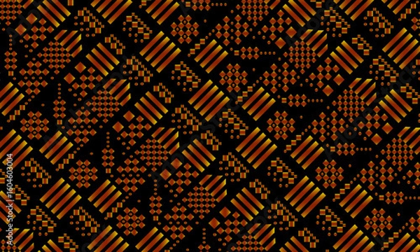 Fototapeta Ikat ethnic pattern background. gold metallic abstract background. luxury shapes background.