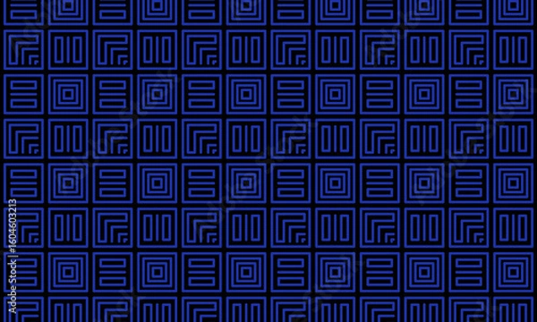 Fototapeta Ikat ethnic pattern background. dark blue squares abstract background. aztec ancient background.