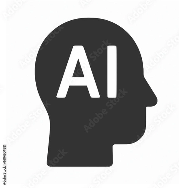 Obraz AI Head Icon – Human Intelligence Concept