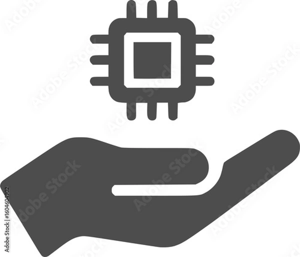 Obraz AI Chip in Hand Icon – Tech Control