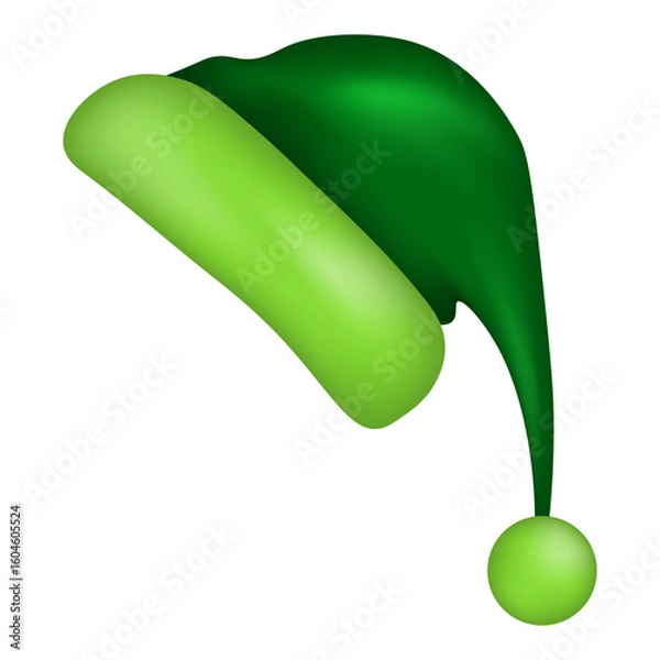 Obraz Green Christmas hat, winter accessory, vector illustration.
