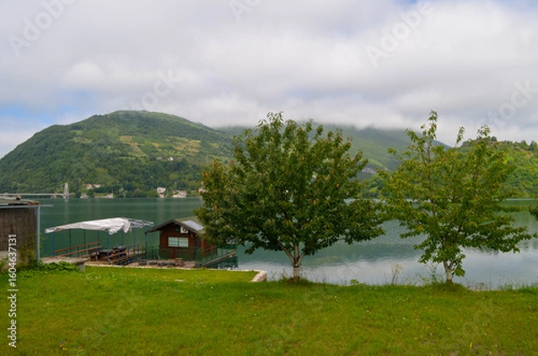 Fototapeta Lakeside Retreat with Mountain View