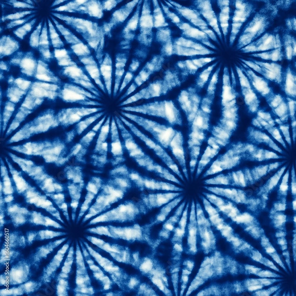 Fototapeta Handcrafted Shibori Indigo Dye Design - Traditional Japanese Textile Art with Abstract Patterns