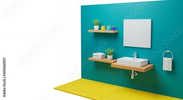 Fototapeta Modern bathroom interior design illustration
