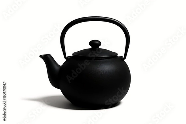 Obraz Elegant black teapot resting on a smooth surface in a minimalistic setting