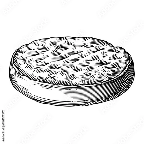 Fototapeta Circular seared ground meat patty with textured surface  
