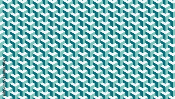 Fototapeta Abstract Cube Pattern Teal Background 3840x2160, Modern Seamless Texture for Wallpapers, Digital Art, and Design, Ideal for Creative Projects and Contemporary Decor, High-Quality Style