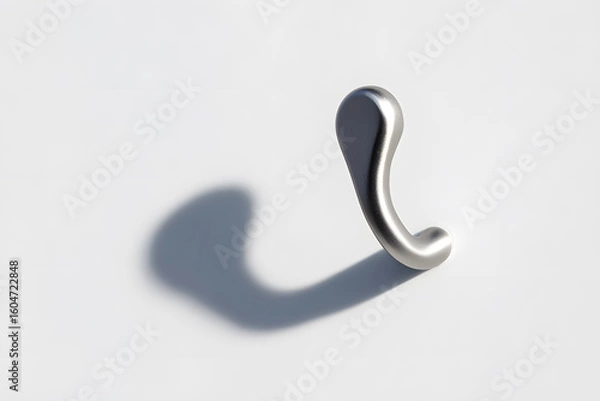 Fototapeta Sleek wall hook casting stylish shadow, isolated on white, abstract interior concept